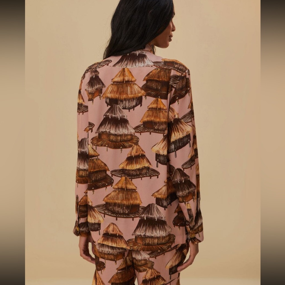 FARM Rio Pink and Brown Patterned Button Down Shirt - Picture 2 of 12